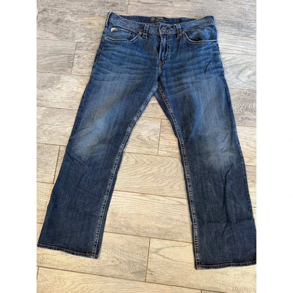 Silver Jeans Zac 36x32 Mens 36 x 32 Blue Relaxed Straight Leg Denim Western
